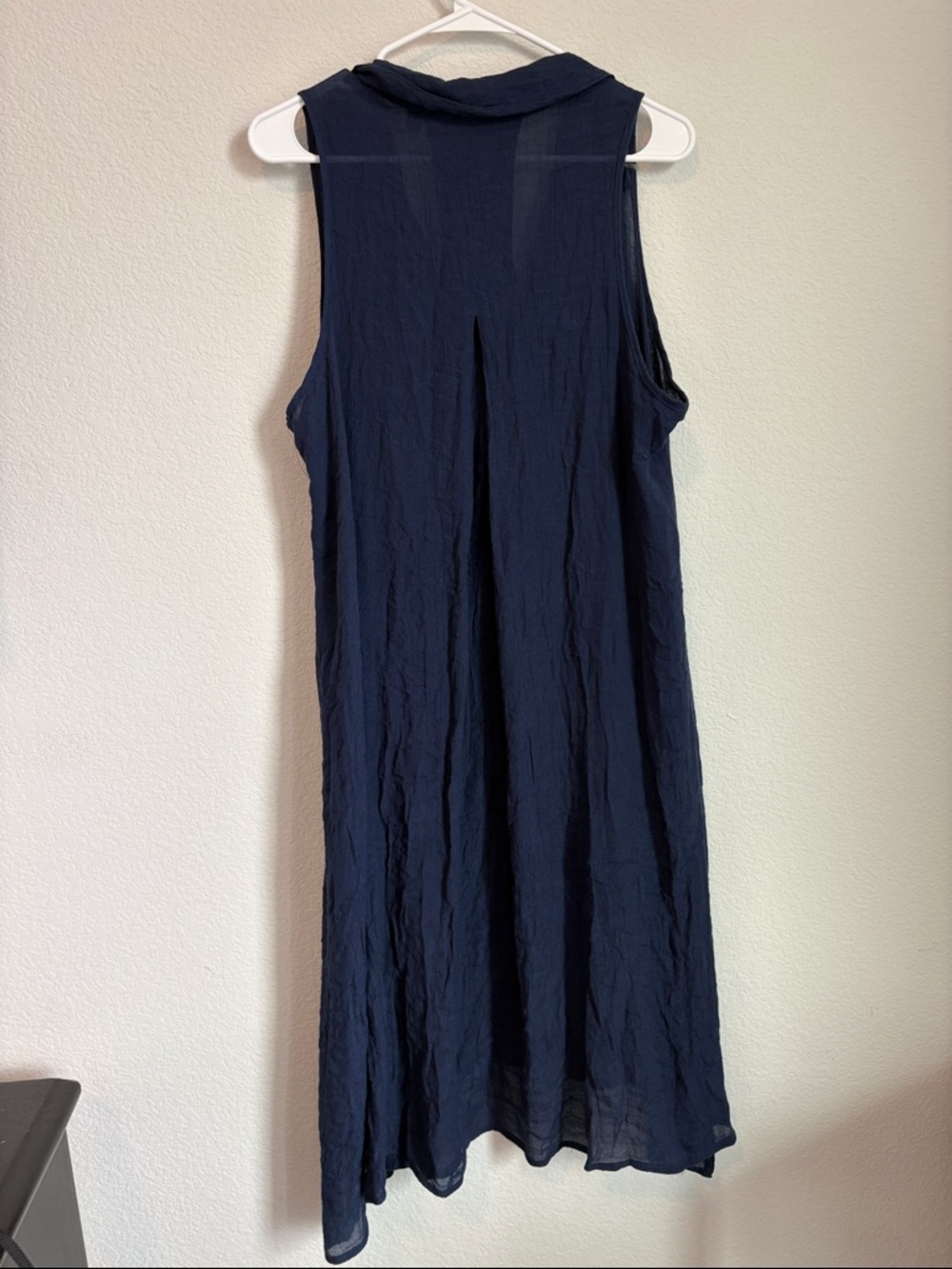 Mlle Gabrielle Navy Textured Sleeveless button up Shirt Dress 1X - Picture 5 of 6